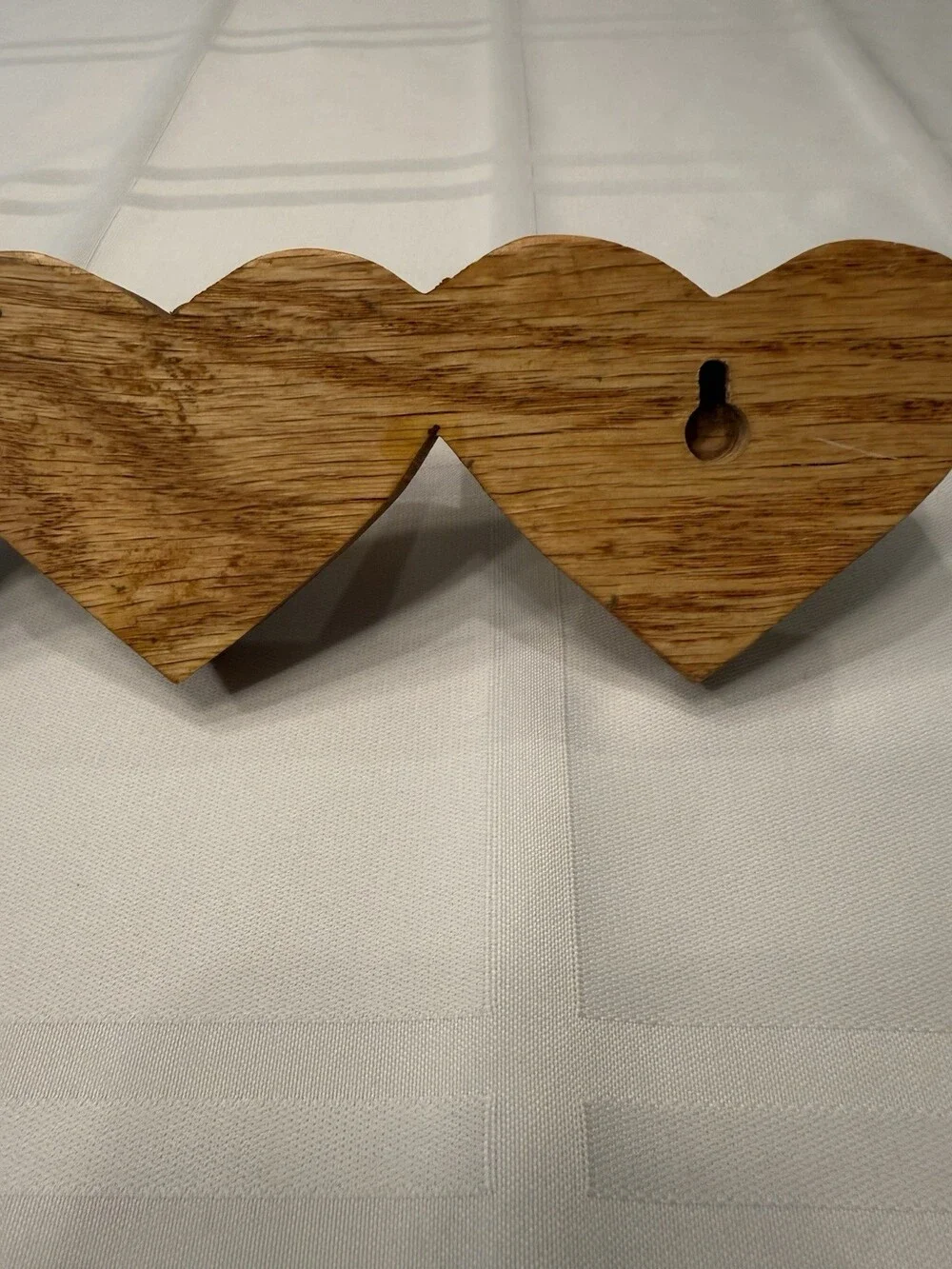 Vintage Oak Wood Heart Peg Rack Wall Hanger Country Cottage McFadden 5-Heart